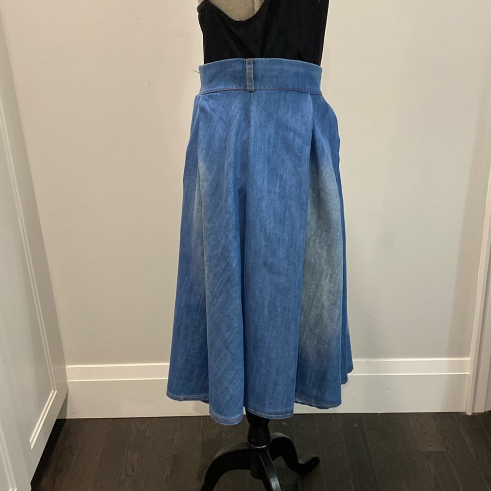 Elegant Blue A-Line Skirt - Picture 7 of 15
